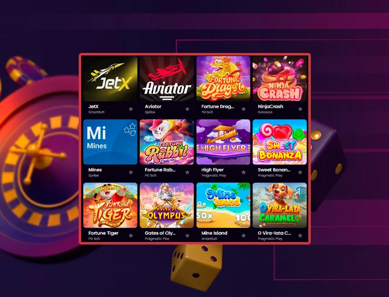 Seção com jogos de azar.